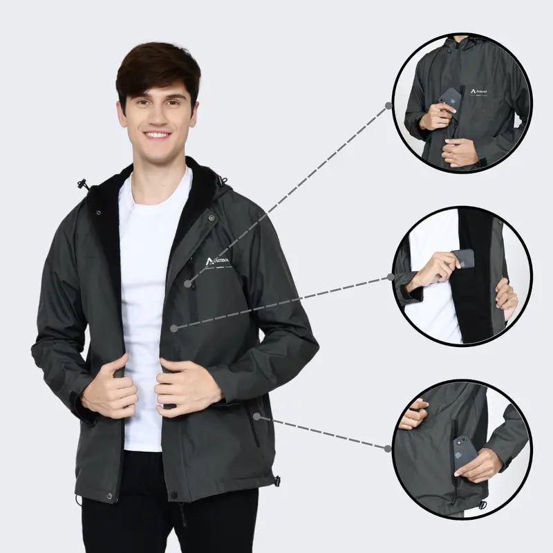 Armous Men's Parachute Jacket Windbreaker Outdoor Waterproof Premium Taslan Material (AO01)