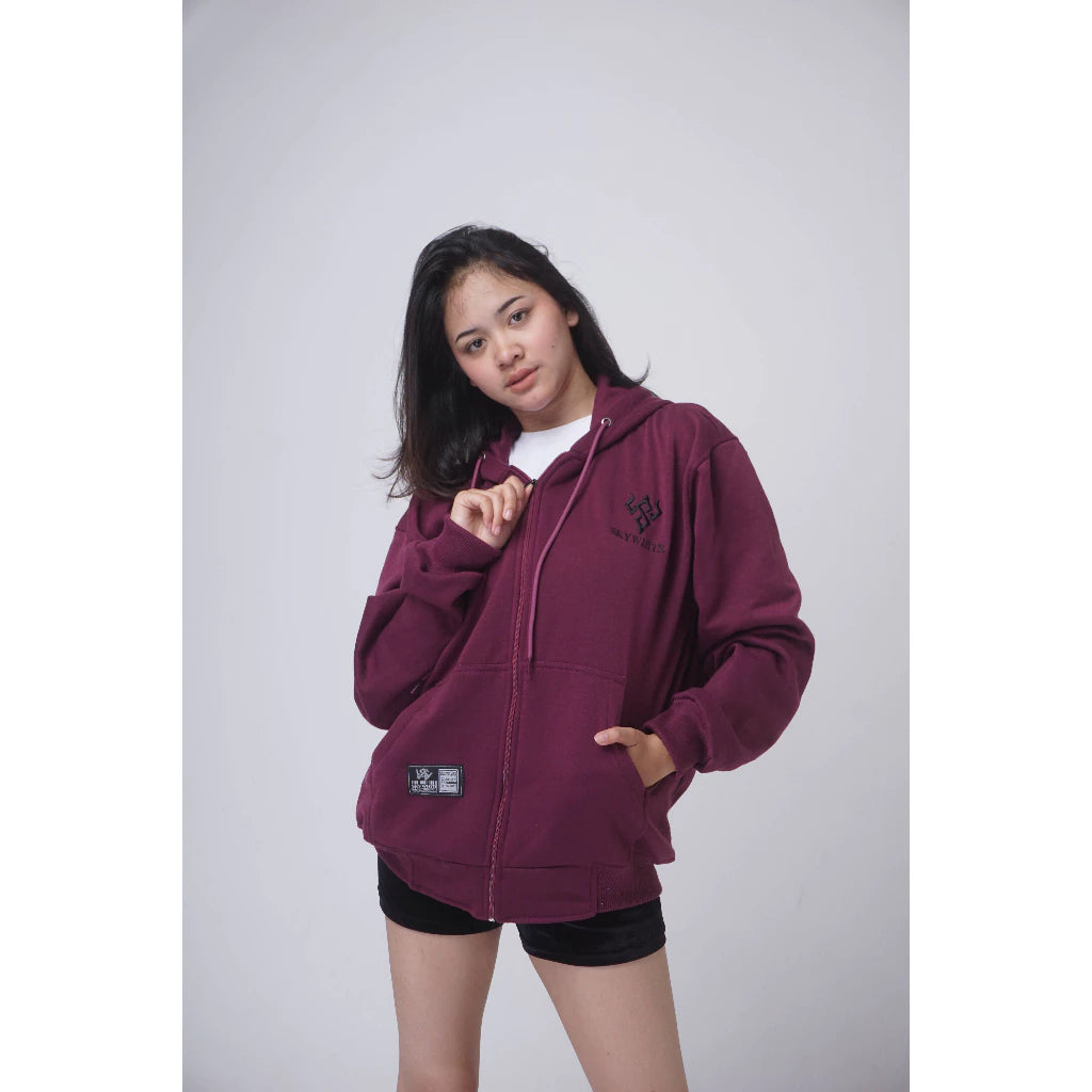 SKYWHITE HOODIE ZIPPER THICK MATERIAL GRAMATION 280 UNISEX(SW02)