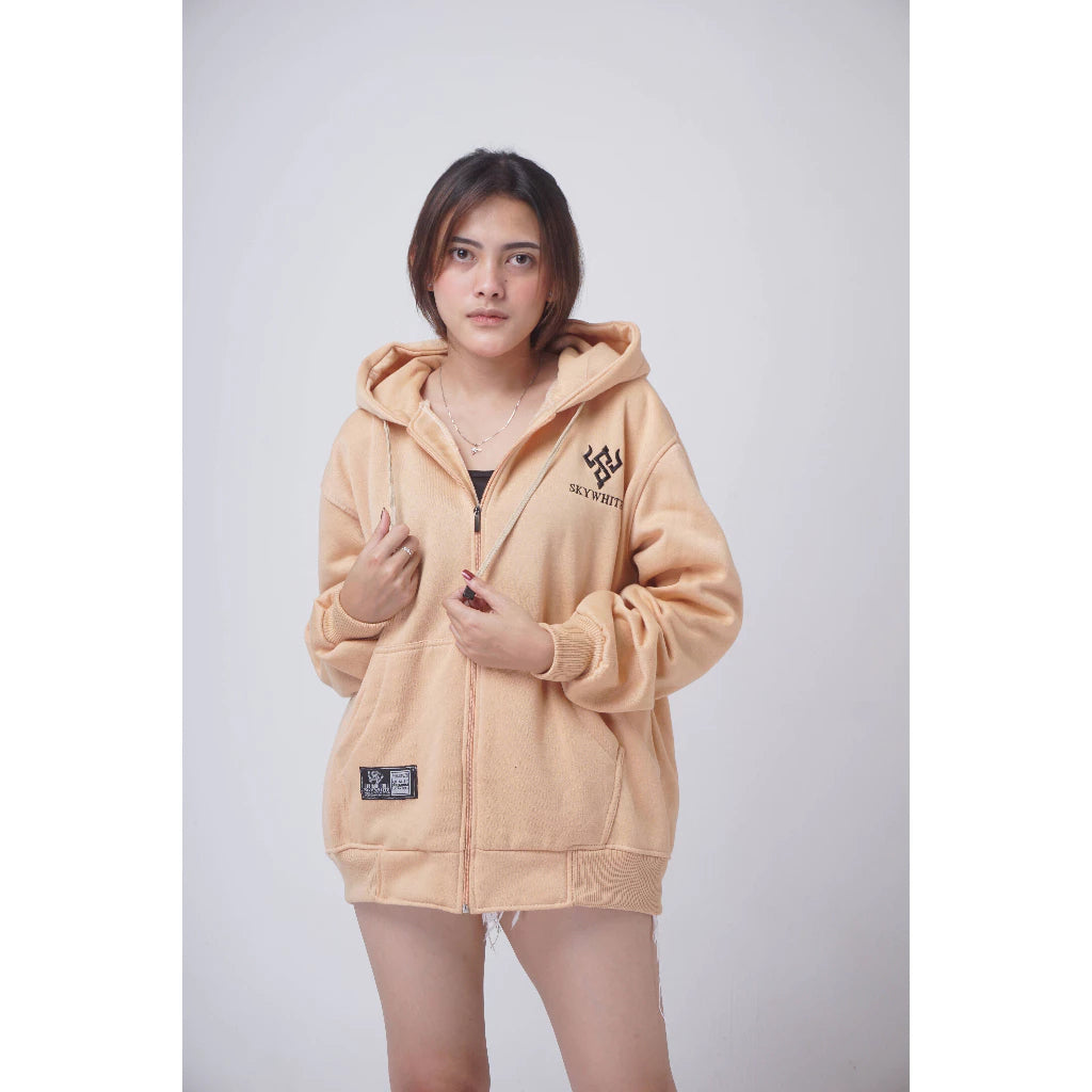 SKYWHITE HOODIE ZIPPER THICK MATERIAL GRAMATION 280 UNISEX(SW02)
