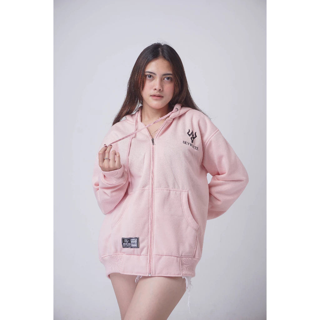 SKYWHITE HOODIE ZIPPER THICK MATERIAL GRAMATION 280 UNISEX(SW02)