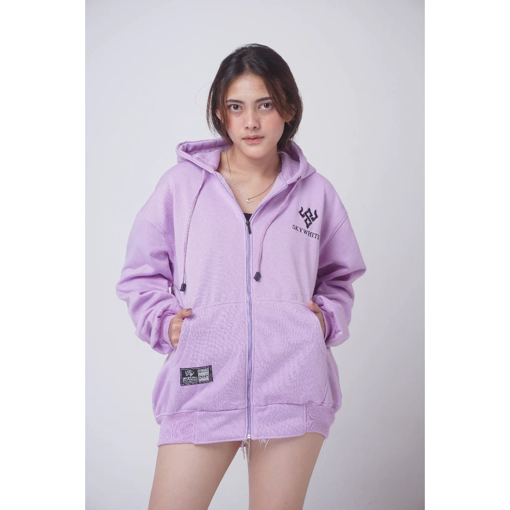 SKYWHITE HOODIE ZIPPER THICK MATERIAL GRAMATION 280 UNISEX(SW02)