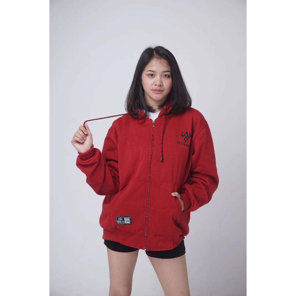 SKYWHITE HOODIE ZIPPER THICK MATERIAL GRAMATION 280 UNISEX(SW02)