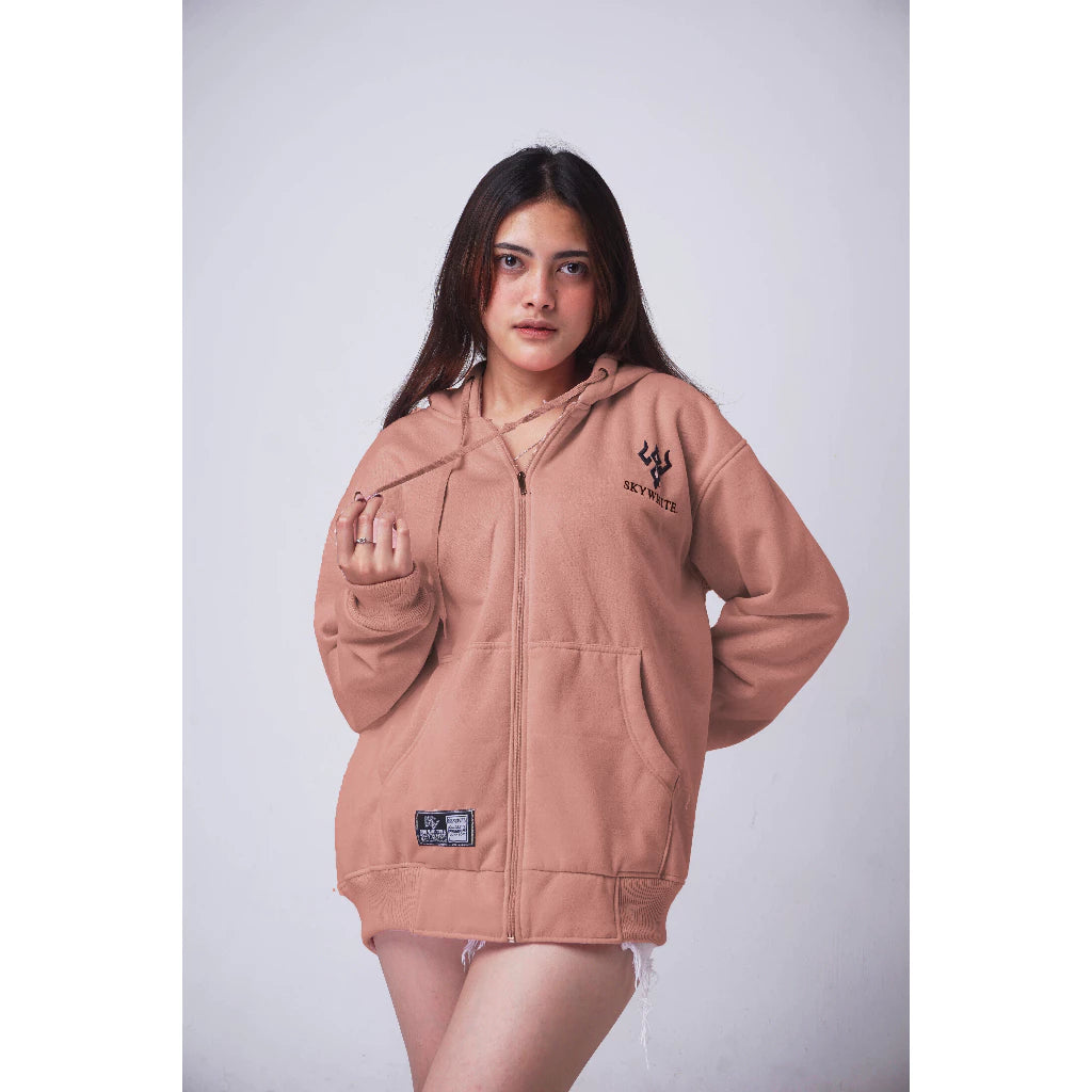 SKYWHITE HOODIE ZIPPER THICK MATERIAL GRAMATION 280 UNISEX(SW02)