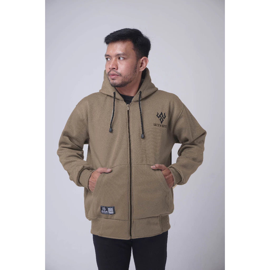 SKYWHITE HOODIE ZIPPER THICK MATERIAL GRAMATION 280 UNISEX(SW02)