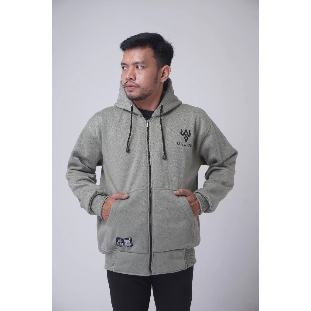 SKYWHITE HOODIE ZIPPER THICK MATERIAL GRAMATION 280 UNISEX(SW02)