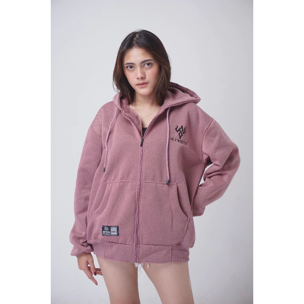 SKYWHITE HOODIE ZIPPER THICK MATERIAL GRAMATION 280 UNISEX(SW02)