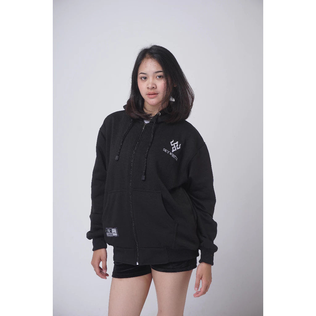 SKYWHITE HOODIE ZIPPER THICK MATERIAL GRAMATION 280 UNISEX(SW02)